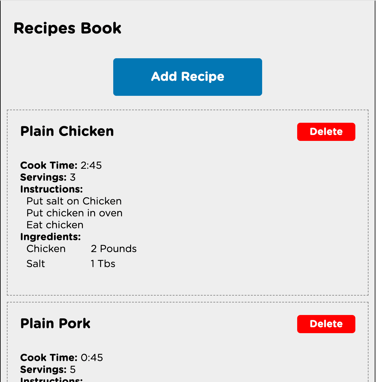 Recipes Book project preview